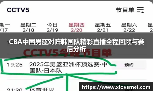 CBA中国男篮对阵韩国队精彩直播全程回顾与赛后分析